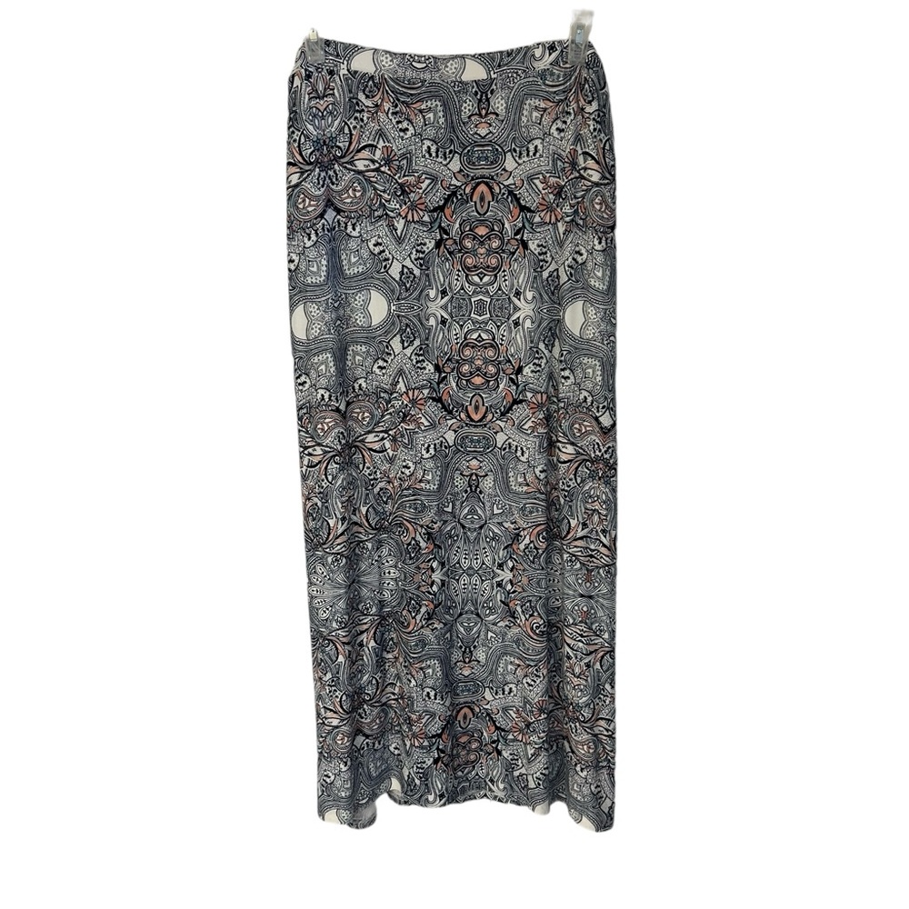 fever 1X Lined Navy, White, & Apricot Maxi Skirt